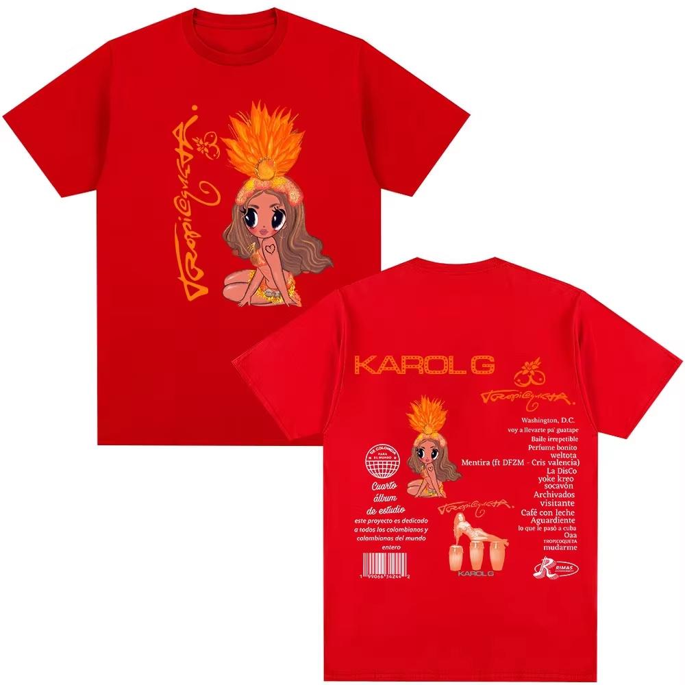 Karol G Новый Альбом Tropicoqueta Футболки Мужская Женская Одежда Мода Хип-Хоп Харадзюку Футболка Повседневная ВеснаЛето Чистый Хлопок Топ