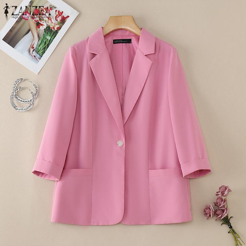 ZANZEA Женский тонкий кардиган с зазубренными лацканами и длинным рукавом