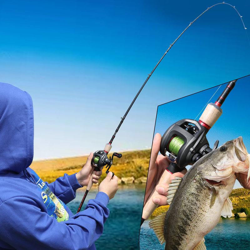 Baitcasting Fishing Reel Ultra Smooth 12+1 Shielded Ball Bearing High Speed 6.3:1 Gear Ratio Reel