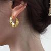 foxanry Silver Color Hoop Earrings for Women New Trendy Vintage Elegant Irregular Texture Party Jewelry Prevent Allergy