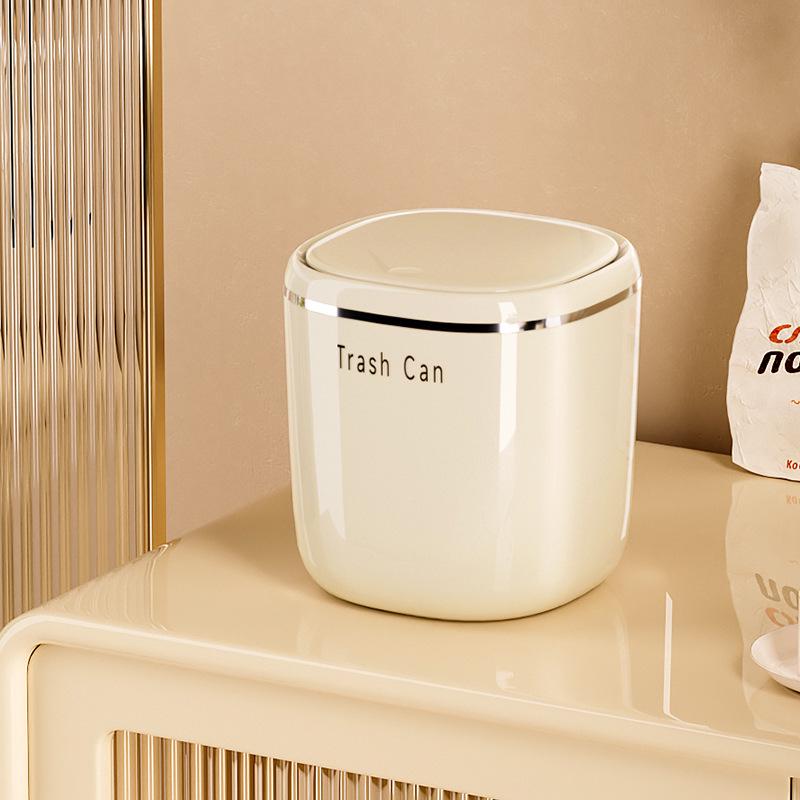 Mini Cute Desktop Wastebasket with Lid - Light Luxury Press-Type for Bedside or Living Room