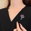 Exquisite Lavender Brooch Clip High-end Japanese and Korean Purple Zircon Bouquet Neckline Accessories Design Sense Suit Brooch