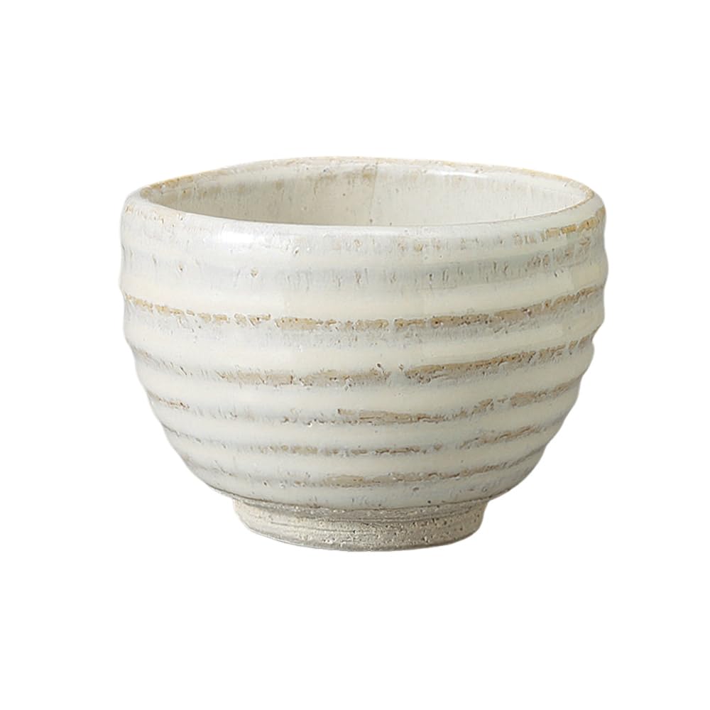 Ippuku 10 x Handcrafted Shirahagi Spacious Matcha Cafe Mino Made in Japan Ale-net Bowl, Teacup, 7.5cm, (White Hagi), Bowl, Bowl, Bowl, Ware,