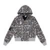 Vintage Leopard Print Hooded Sweatshirt Loose Cropped Cardigan Women Streetwear