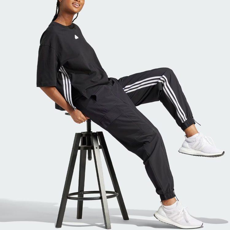 adidas Универсальные тканые брюки-карго для танцев и любого пола, тканые спортивные штаны, женские, черные IN1826