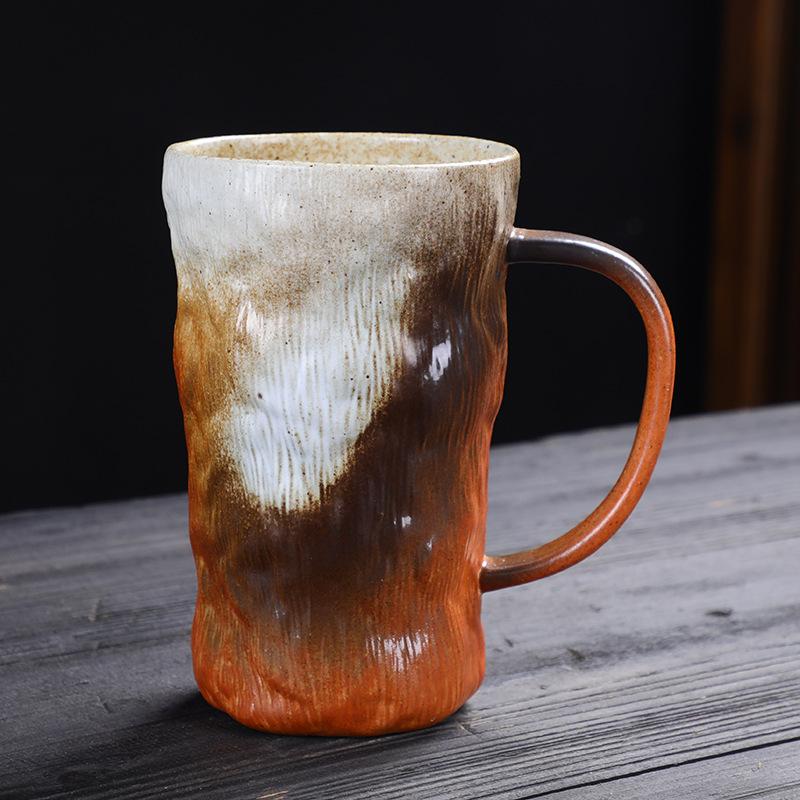 800Ml large capacity mug water cup ceramic cup Japanese retro coarse pottery coffee cup breakfast cup beer cup