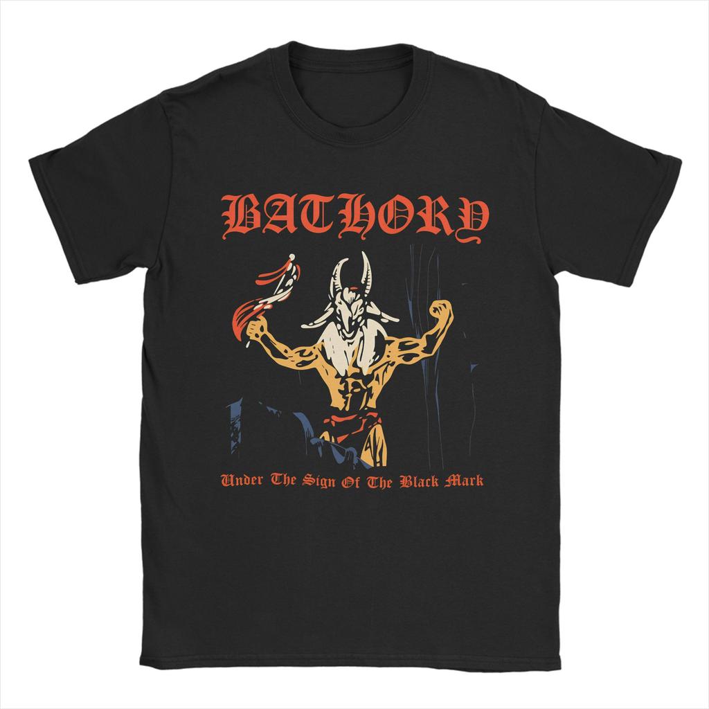 Bathory Black Metal T Shirt Mens 100 Cotton Funny TShirts Crewneck Tees Short Sleeve Clothes Printing