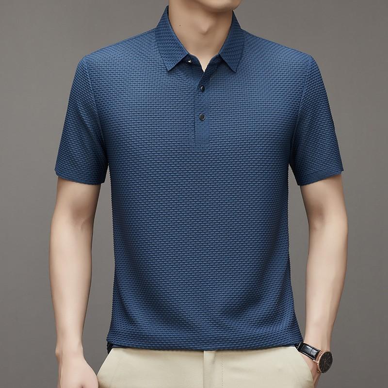 Новая летняя мужская футболка с коротким рукавом, крутая и дышащая рубашка-поло, деловой повседневный впитывающий пот топ