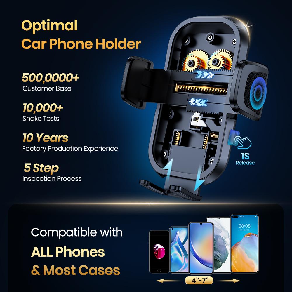 TOPK Enhanced Air Vent Car Phone Mount Holder -Hands-Free Phone Holder with Adjustable Clamp Cradle,Phones,Durable ABS Material