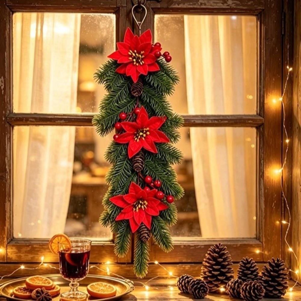 Plastic Artificial Christmas Wreath Lifelike Christmas Wreath Ornaments  Table Decor