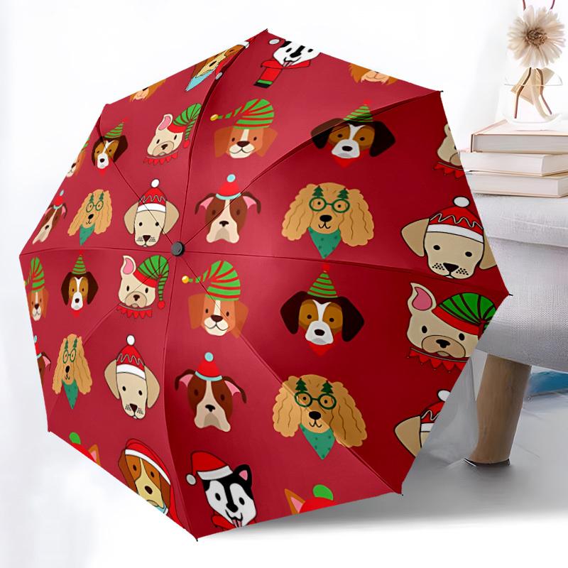 1pc Christmas Dogs Automatic Umbrella - Automatic Opening And Closing, Sturdy Iron Frame, Formal Occasions yy251018199