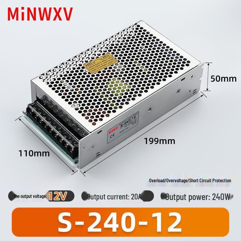 S Switch 220V AC to 12V/24V DC Transformer for Industrial Lighting Monitors.