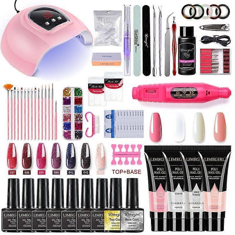 Manicure Set Kit With Nail Lamp Nail Dryer Nail Drill Machine Poly Nail Gels Nail Gel Polish Set H