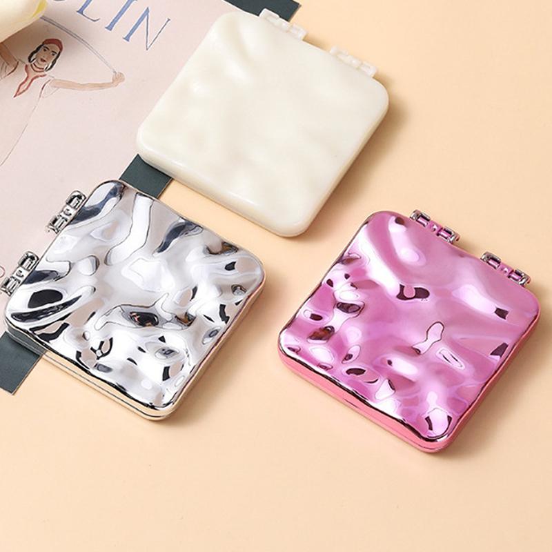 Портативное двустороннее складное косметическое карманное зеркало для макияжа с покрытием