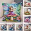 Cute Cartoon Forest Girl Elf Cushion Cover Double Print Pillowcase Decor for Sofa Home Super Soft Plush Pillow Case 40x40cm