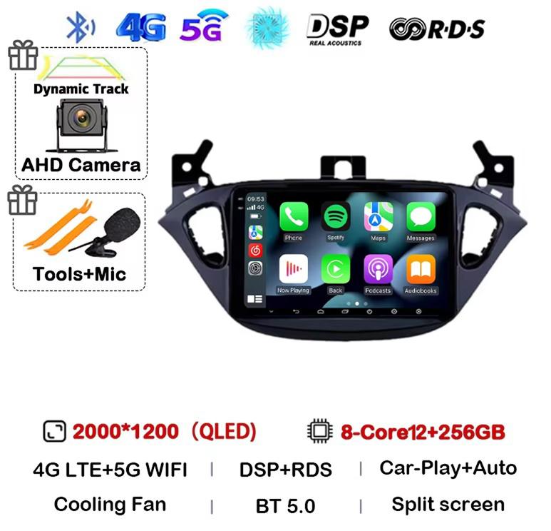 Android 14 Carplay Auto WIFI+4G для Opel Corsa E 2015-2019 для Opel Adam 2013-2016 автомобильное радио GPS мультимедиа видеоплеер стерео