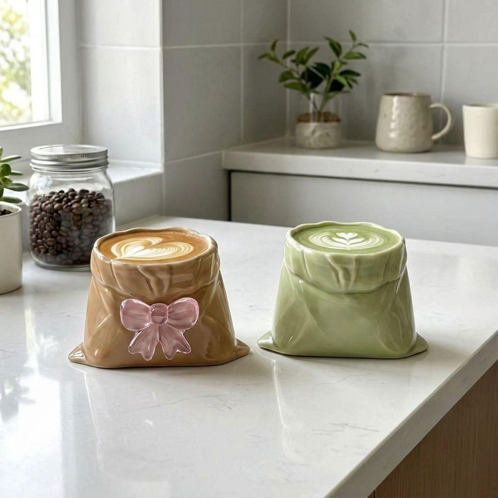 Transparent Cloth Bag Shaped Mug Large Capacity Milk Glass Cup Tea Cup Espresso Cup Home Office