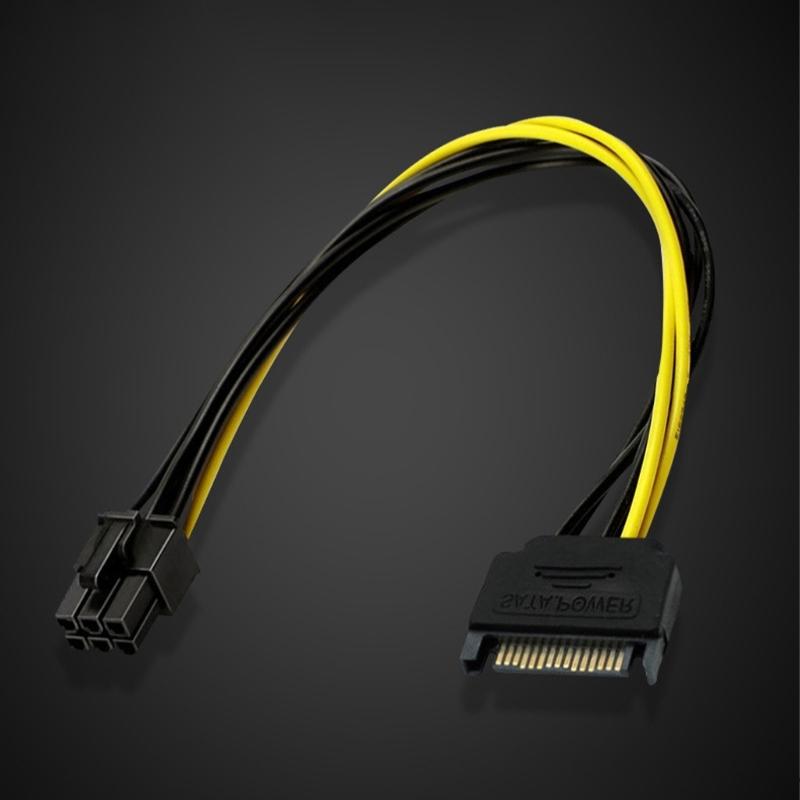 Кабель-переходник SATA15Pin на 8Pin для питания видеокарты для сборки, модернизации или ремонта компьютеров