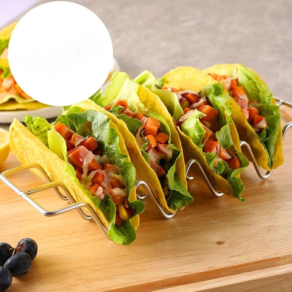 Stainless Steel Taco Holder Stand W Shape for Burritos Pancakes Hot Dogs Sandwiches Multi Functional Tableware Accessory