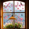 Window Glass Stickers Electrostatic Glass Sticker Beautiful Flower Bird Landscape Sticker
