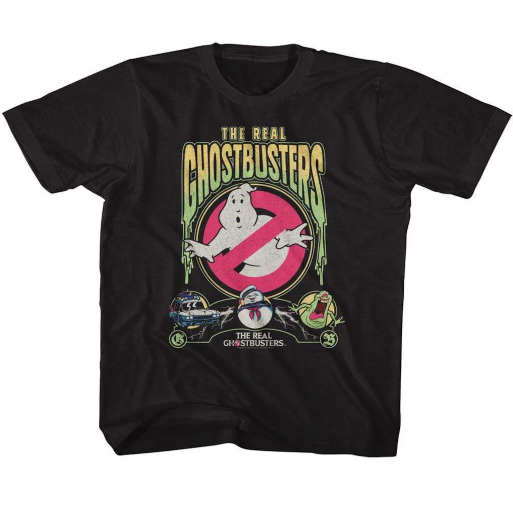The Real Ghostbusters Slime Text Black Toddler T-Shirt
