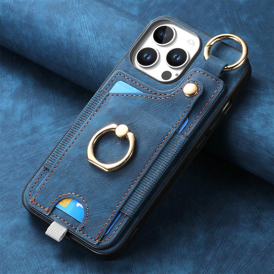 Кольцо-подставка, держатель для карточек, чехол-кошелек для iPhone, Samsung, Xiaomi, Google, задняя крышка из искусственной кожи