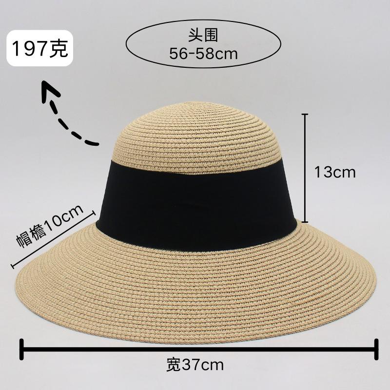 Niche fashion versatile lace bow sun hat new straw hat women's big brim seaside sunshade beach hat