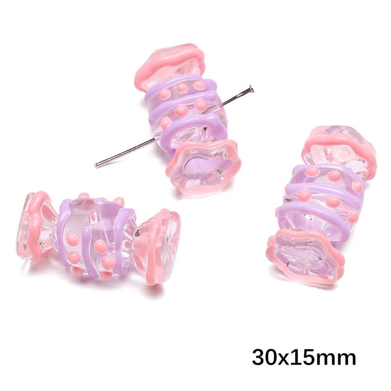 Handmade Beads Acrylic Double-sided Hand-painted Round Beads Graffiti Handmade Beads Diy Weaving Cell Phone Chain String Loose Beads Material