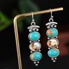 gift Dangle Hook Vintage Jewelry Multi-Gemstone Ear Stud Moonstone Earrings Amethyst Turquoise