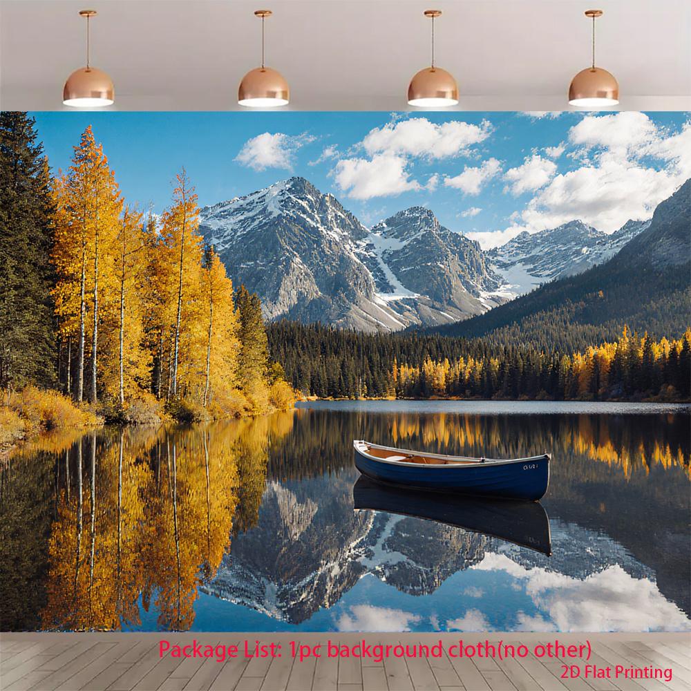 2D, 1 piece - Boat crossing the lake, multi-functional background banner, suitable for festival celebration events