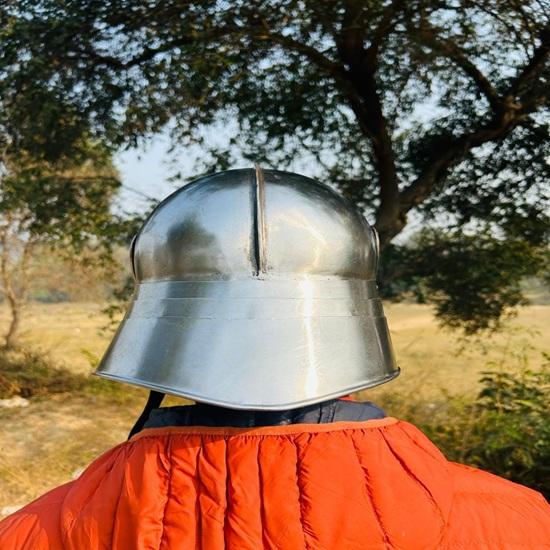 Medieval Knight Steel German Sallet Helmet With Long Tail- Larp Knight Costume Cosplay & Roleplay