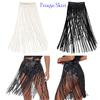 Woman Fringe Tassel Skirt Faux Leather PU Hippie Boho Long Punk Waistband Belt Skirt