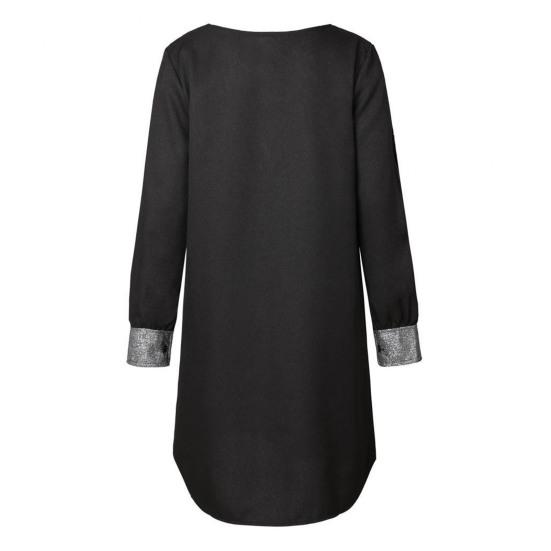 Женское платье с V-образным вырезом и открытыми плечами, блестящая сетка с пайетками в тон, длина выше колена, свободный пуловер, лоскутное женское мини-платье для поездок на работу