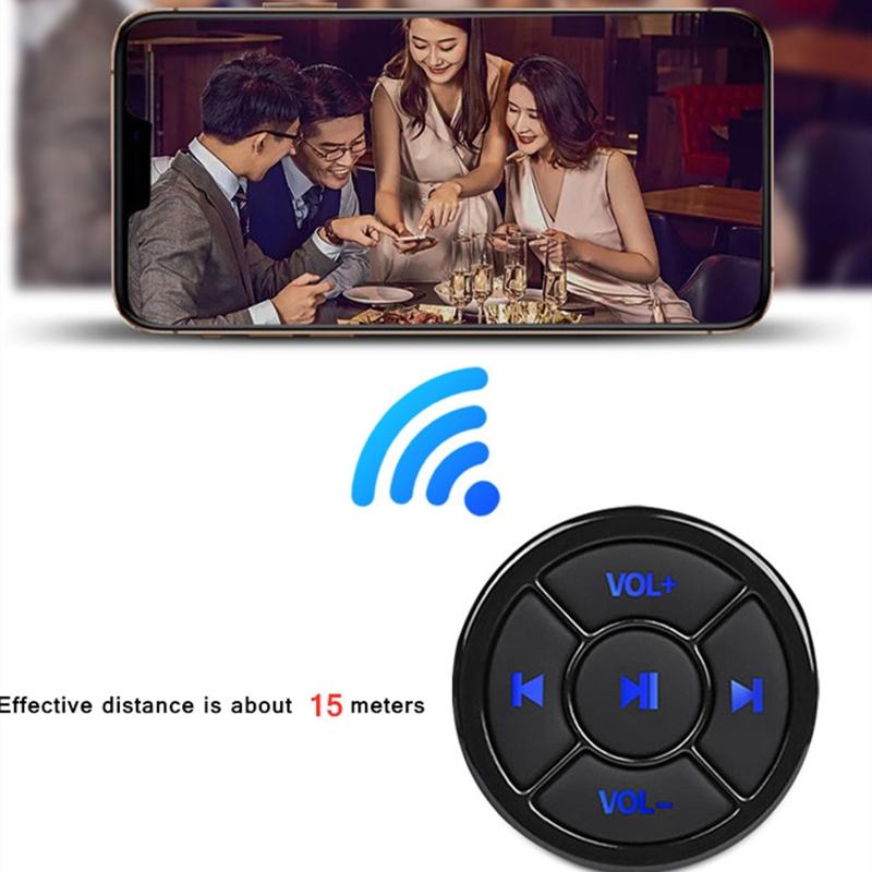 Wireless Bluetooth-compatible Media Button Remote Selfie Control Car Motorcycle Steering Wheel Music Player with Stand