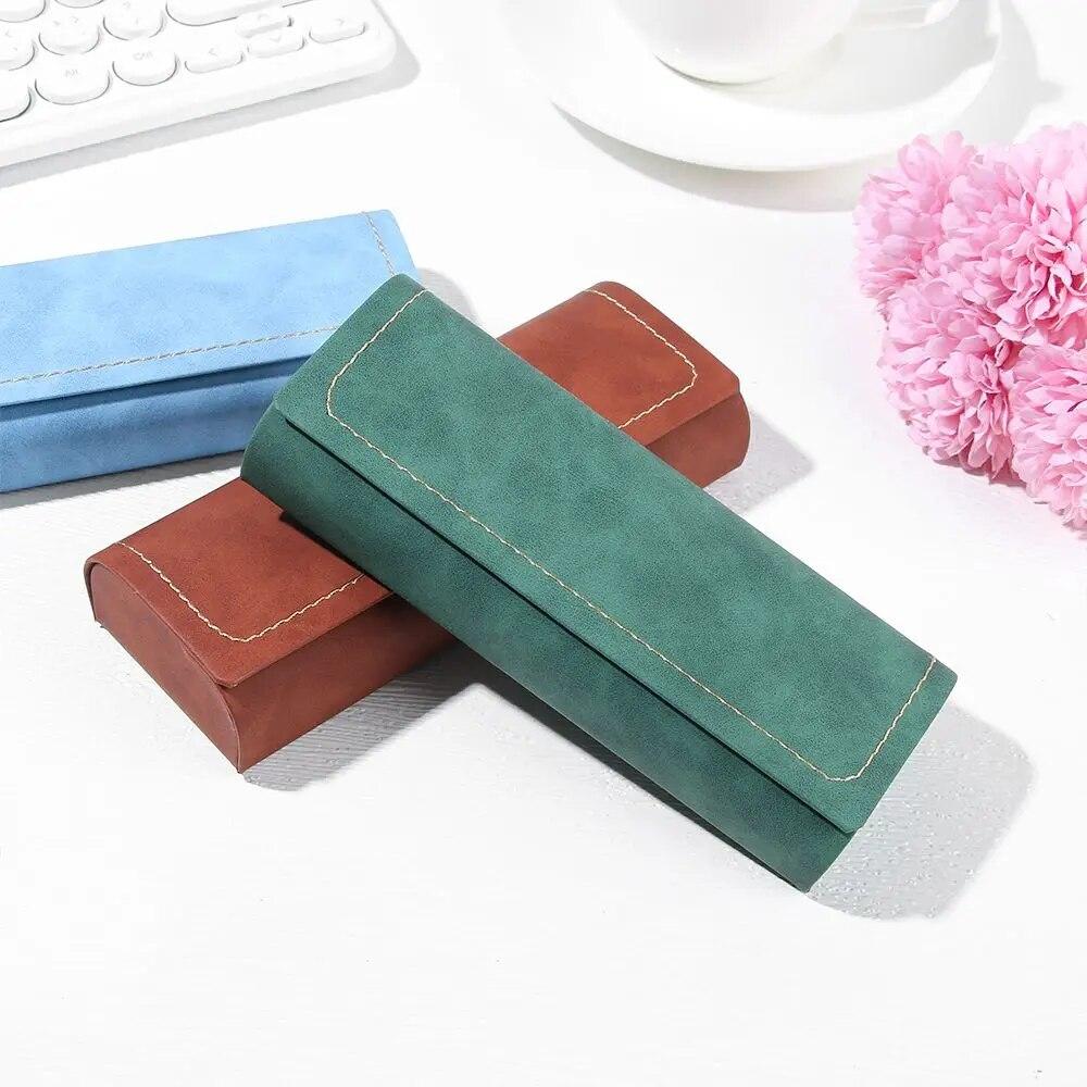 Hot Waterproof Hard Frame Eyeglass Case Leather Glasses Case For Men Women Reading Glasses Box Multicolor Spectacle Cases