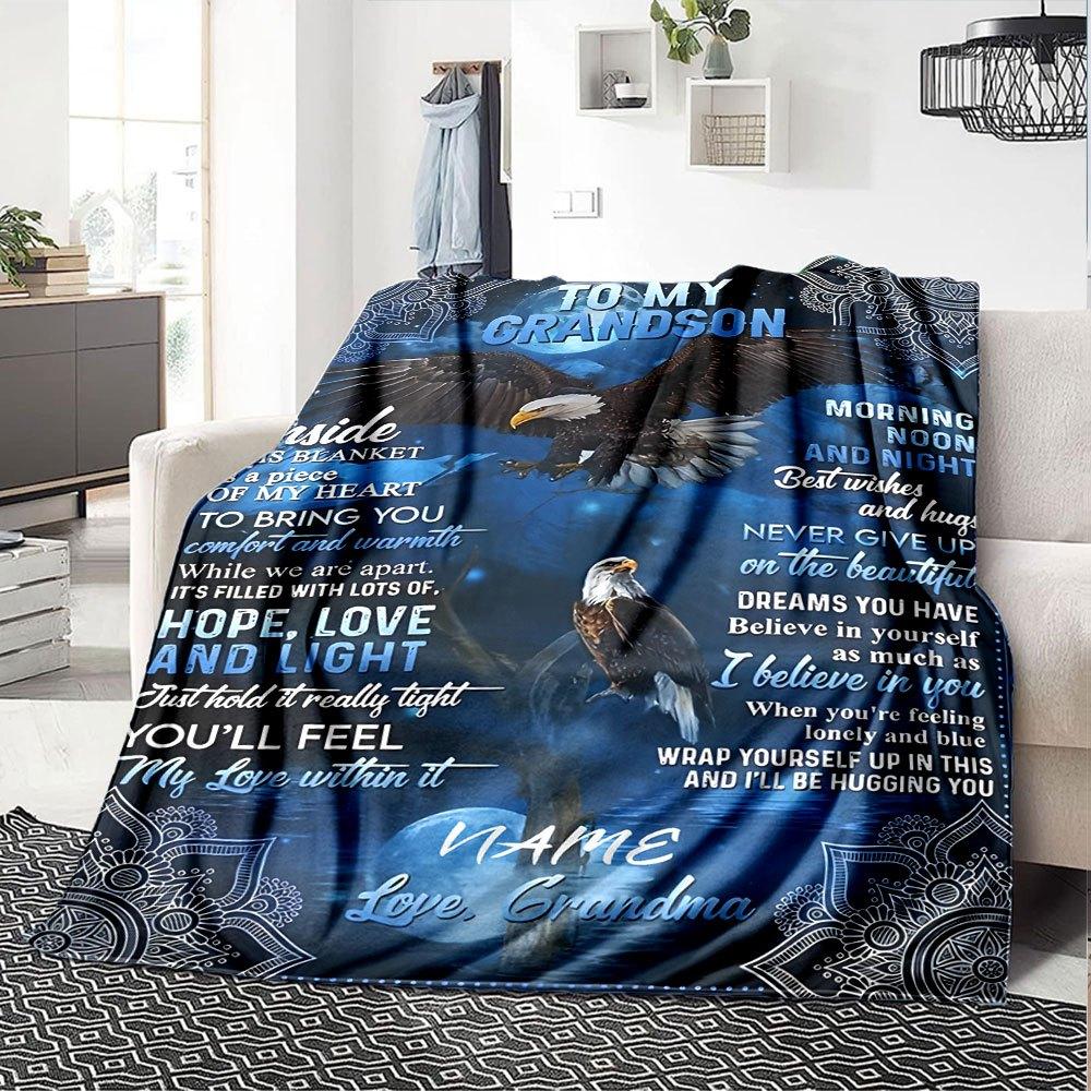 Grandmother'S Love Eagle Home Customize Your Name Blankets Soft And Cozy For All Seasons Perfect For Picnics Sofa Office Bed Living Room Ideal Gift
