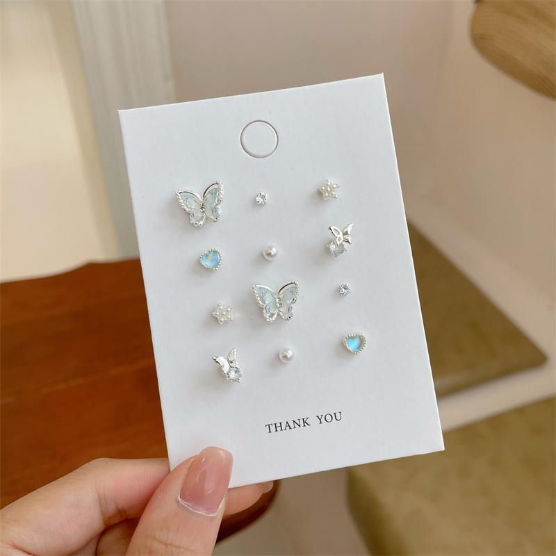 Милые серьги-гвоздики в форме опала в форме бабочки для женщин и девочек, изысканные серьги-гвоздики в форме бабочки и жемчуга, ювелирные изделия, подарки