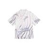FW23 Metallic Logo Stripe Button-Up Collar Short Sleeve Shirt Unisex Tops White 622606-02