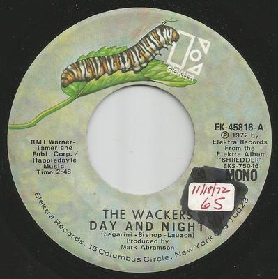 7-дюймовая пластинка WACKERS - День и ночь EK45816 Elektra 1972 США Рок Б/У