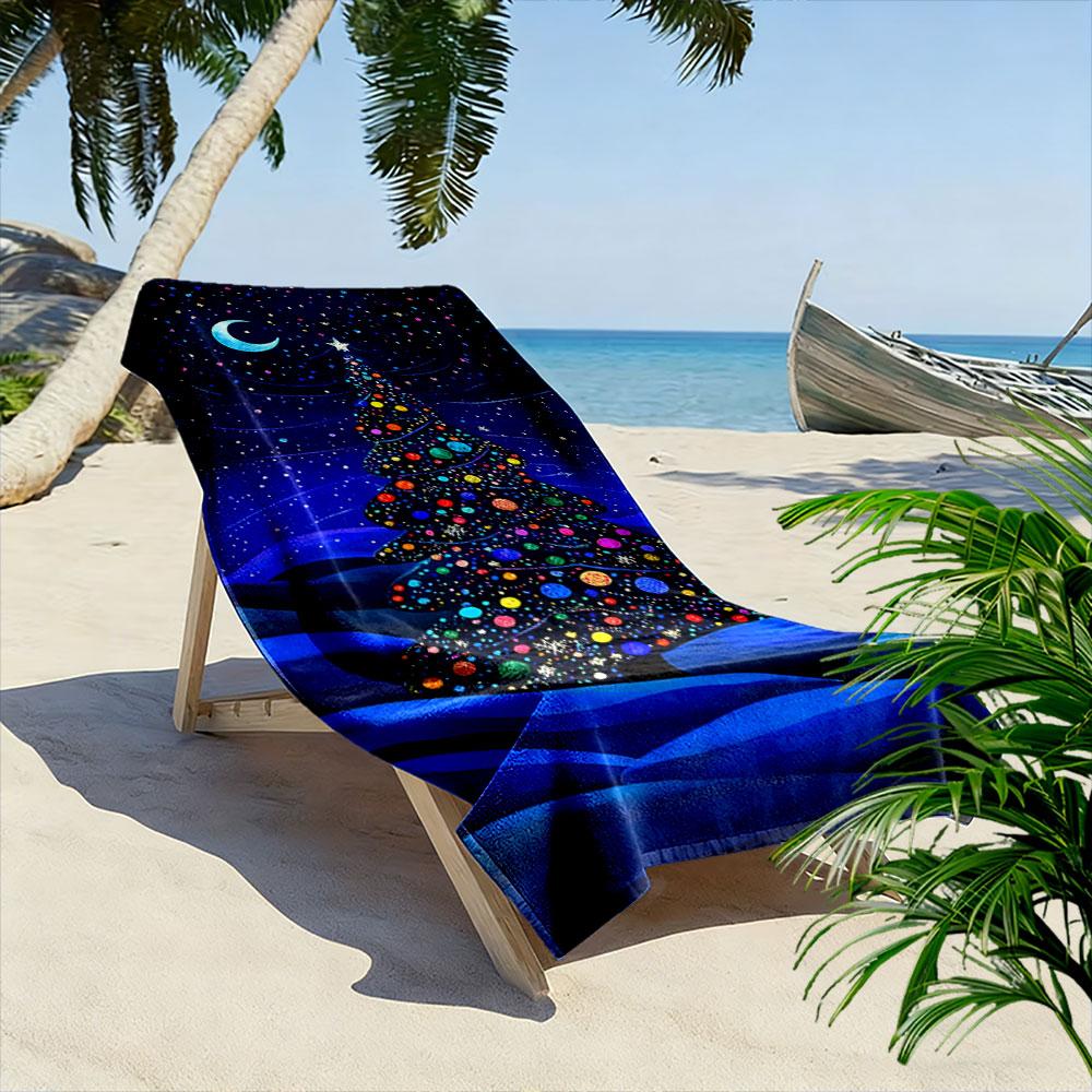 Starry festive tree dreams Print beach towel, quick drying, suitable for travel, outdoor sports, jogging, the beach and swimming, gift