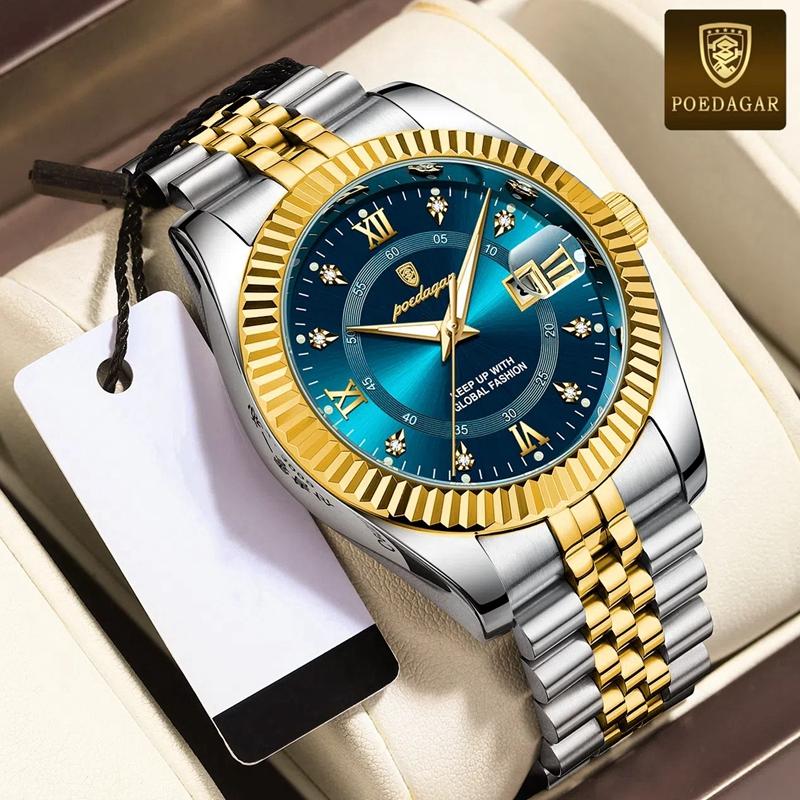 POEDAGAR Luxury Sport Wrist Watch For Man Waterproof Luminous Date Men Watch Quartz Stainless Steel Men's Watches Male Gift