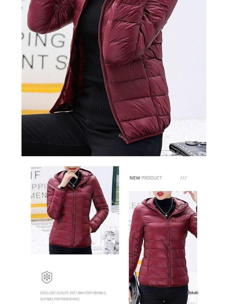 Женская стеганая куртка с капюшоном - Короткая, Большого размера, Толстая, Теплая, в корейском стиле, Простая повседневная мода, Легкая верхняя одежда.