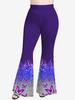 Брюки-клеш с принтом бабочки и блестками Rosegal Plus Size Ombre 3D