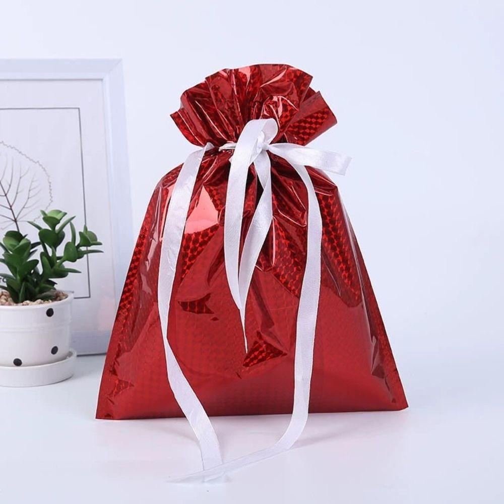5Pcs Drawstring Gift Bag Santa Claus Snowman Candy Cookie Packaging Bag Christmas Candy Bags