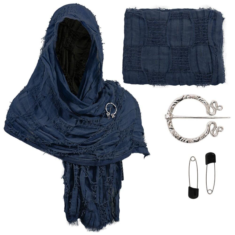 Popular Medieval Style Medieval Cloak With Viking Brooch Beggar Style Hooded Shawl Scarf Scarf Cape Pop Culture Events
