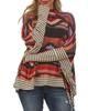 Azura Exchange Multicolor Western Aztec Striped Mock Neck Dolman Sleeve Top