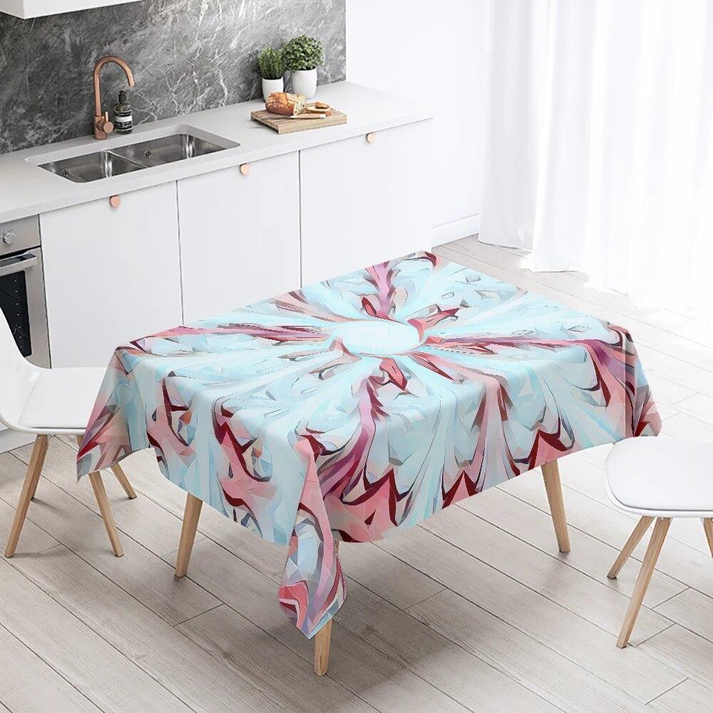 Психоделический геометрический узор мандалы, прямоугольная скатерть, водонепроницаемая и маслостойкая, украшение для свадебного ресторана, кухонного стола