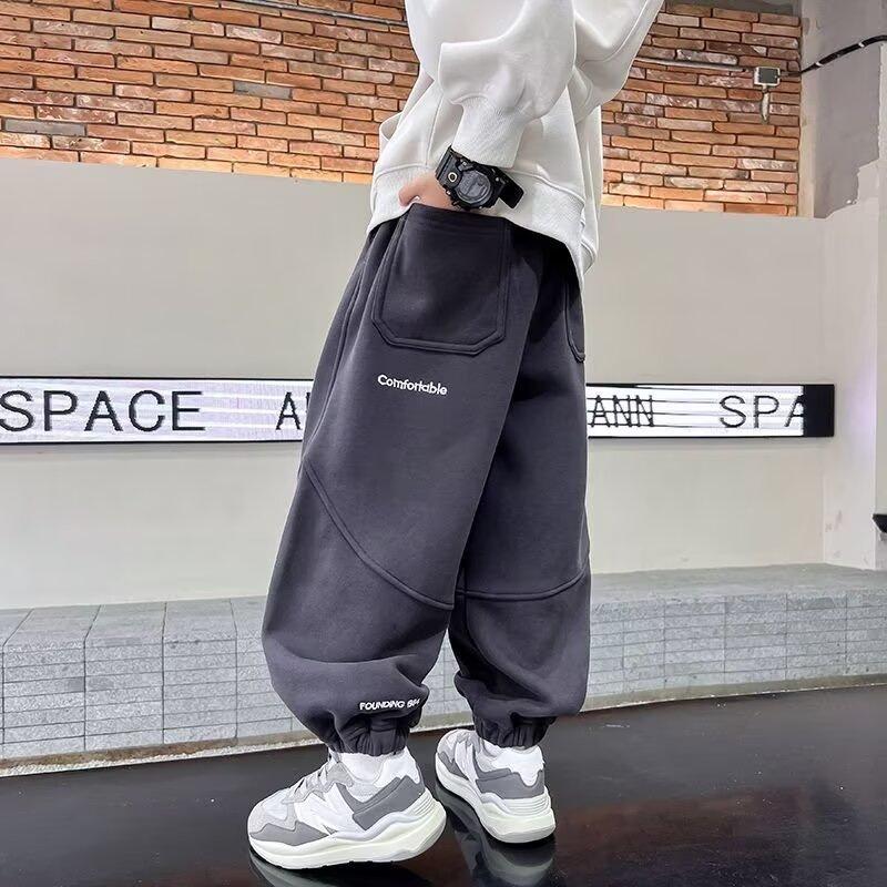 Брюки для мальчиков весна-лето-осень Брюки для детей и подростков Тонкие детские спортивные прямые брюки Модные брюки с тремя полосками Модные