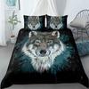 Wolf Howl Under The Moon Three-Piece 3D Digital Printing Quilt Cover Pillowcase Bedding