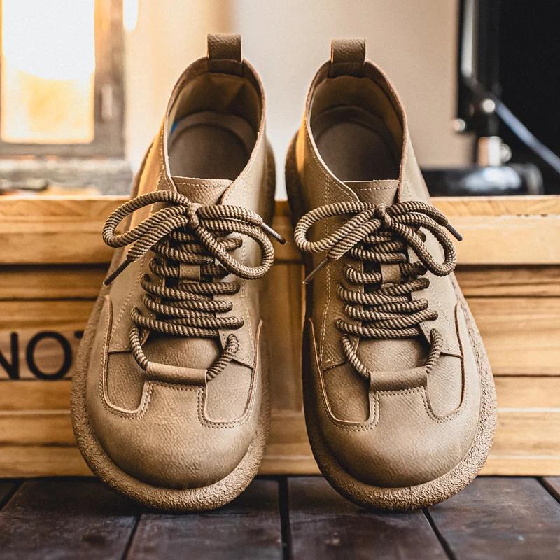 Мужская повседневная обувь Удобная Ретро Мужская кожаная повседневная обувь Мужская модная ретро обувь на плоской подошве для мужчин